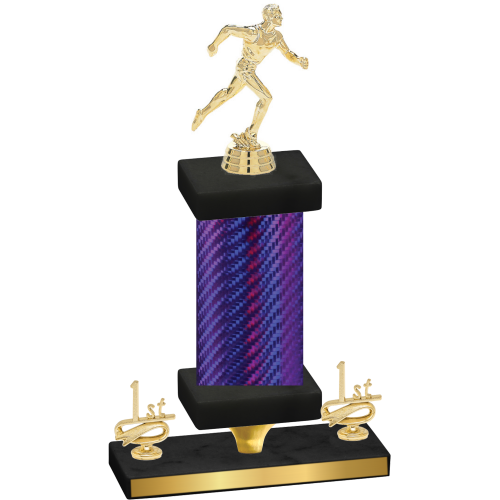 Premium Single Purple Carbon Fiber First Place Running Trophy