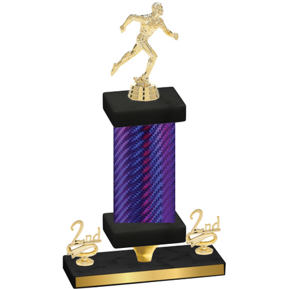 Premium Single Purple Carbon Fiber Second Place Running Trophy