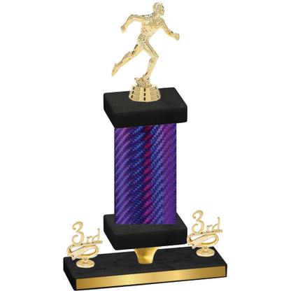 Premium Single Purple Carbon Fiber Third Place Running Trophy