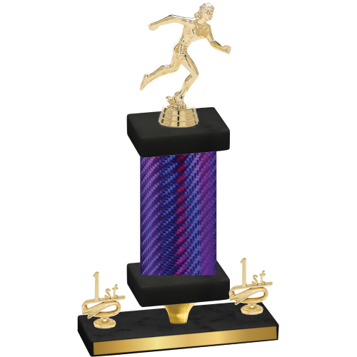 Premium Single Purple Carbon Fiber First Place Running Trophy