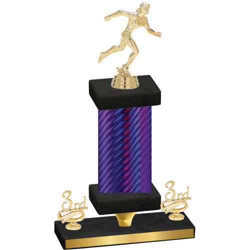 Premium Single Purple Carbon Fiber Third Place Running Trophy