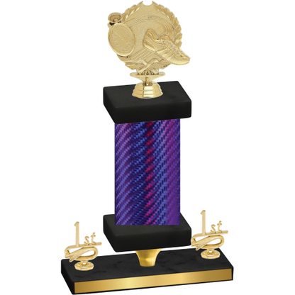 Premium Single Purple Carbon Fiber First Place Running Trophy