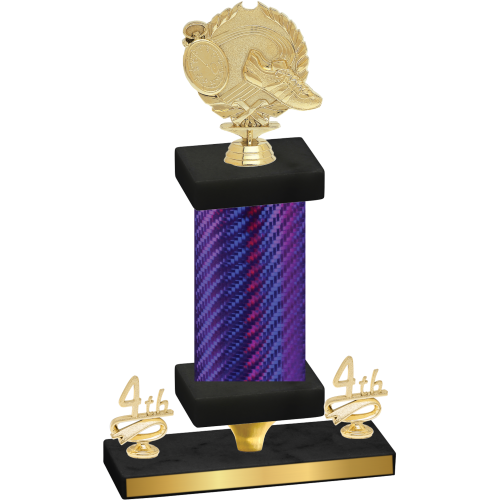 Premium Single Purple Carbon Fiber Fourth Place Running Trophy