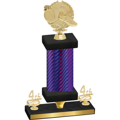 Premium Single Purple Carbon Fiber Fourth Place Running Trophy