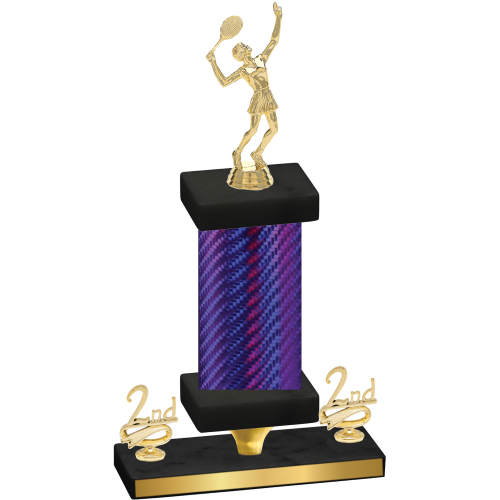 Premium Single Purple Carbon Fiber Second Place Tennis Trophy