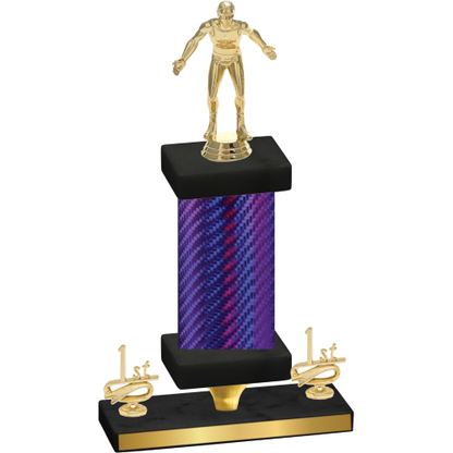 Premium Single Purple Carbon Fiber First Place Wrestling Trophy