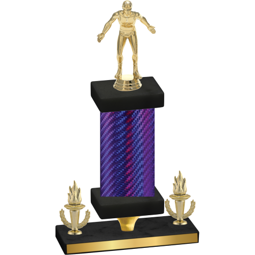 Premium Single Purple Carbon Fiber Victory Wrestling Trophy