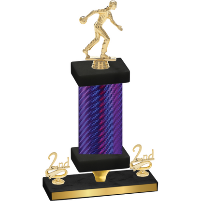 Premium Single Purple Carbon Fiber Second Place Bowling Trophy