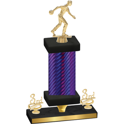 Premium Single Purple Carbon Fiber Third Place Bowling Trophy