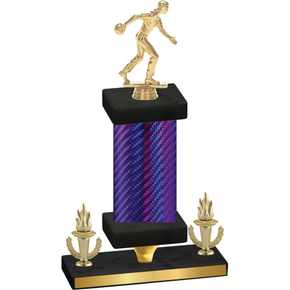 Premium Single Purple Carbon Fiber Victory Bowling Trophy