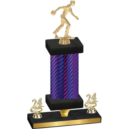 Premium Single Purple Carbon Fiber Year Bowling Trophy