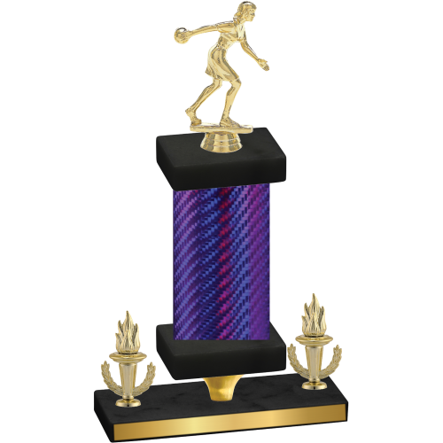 Premium Single Purple Carbon Fiber Victory Bowling Trophy