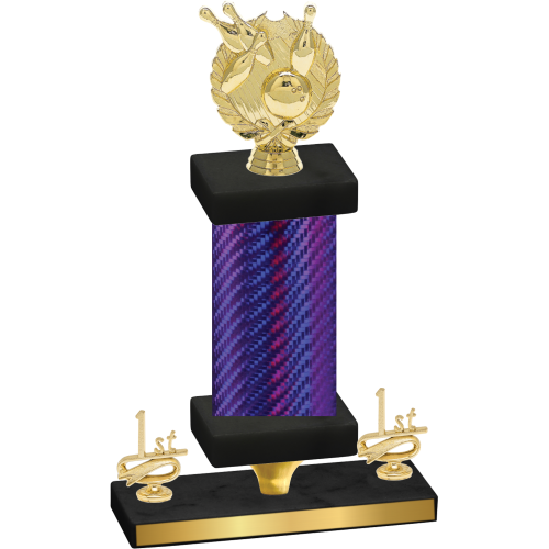 Premium Single Purple Carbon Fiber First Place Bowling Trophy