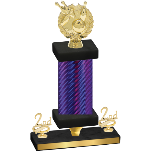 Premium Single Purple Carbon Fiber Second Place Bowling Trophy