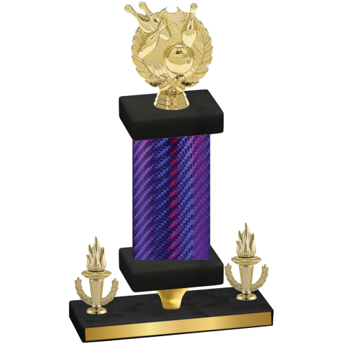 Premium Single Purple Carbon Fiber Victory Bowling Trophy