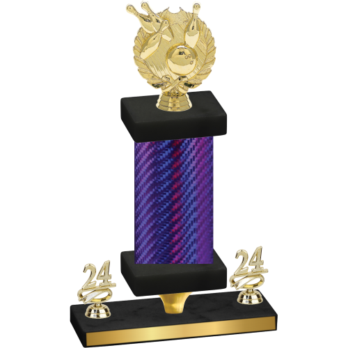 Premium Single Purple Carbon Fiber Year Bowling Trophy