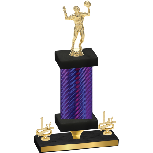 Premium Single Purple Carbon Fiber First Place Volleyball Trophy