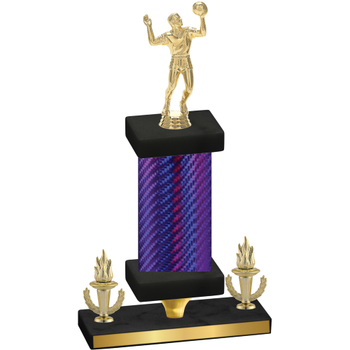 Premium Single Purple Carbon Fiber Victory Volleyball Trophy