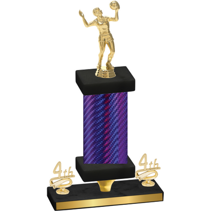 Premium Single Purple Carbon Fiber Fourth Place Volleyball Trophy