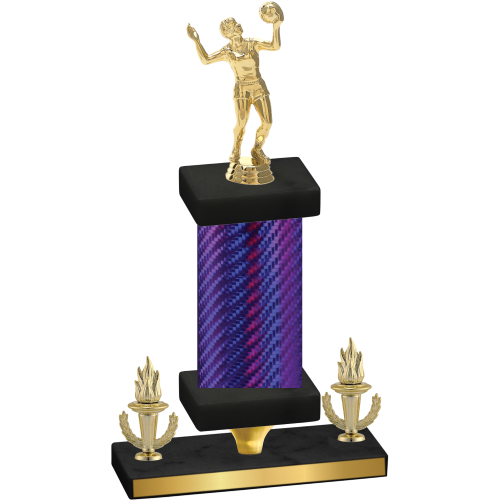 Premium Single Purple Carbon Fiber Victory Volleyball Trophy