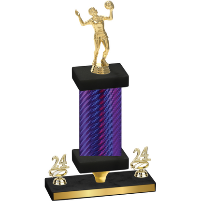 Premium Single Purple Carbon Fiber Year Volleyball Trophy