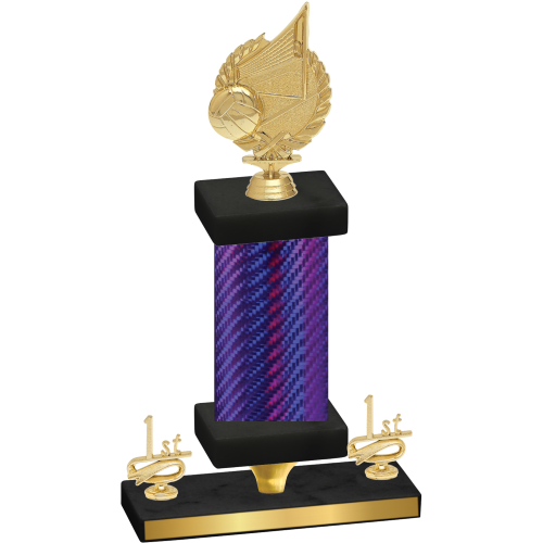 Premium Single Purple Carbon Fiber First Place Volleyball Trophy