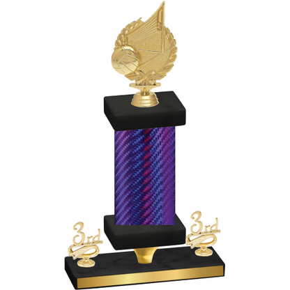 Premium Single Purple Carbon Fiber Third Place Volleyball Trophy