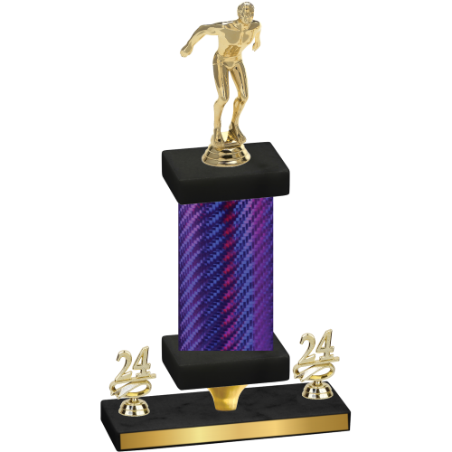 Premium Single Purple Carbon Fiber Year Swimming Trophy