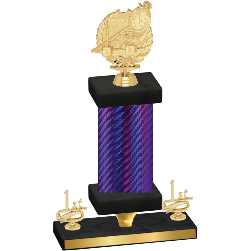 Premium Single Purple Carbon Fiber First Place Swimming Trophy