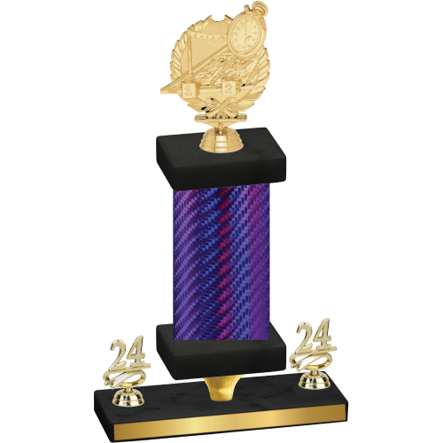 Premium Single Purple Carbon Fiber Year Swimming Trophy