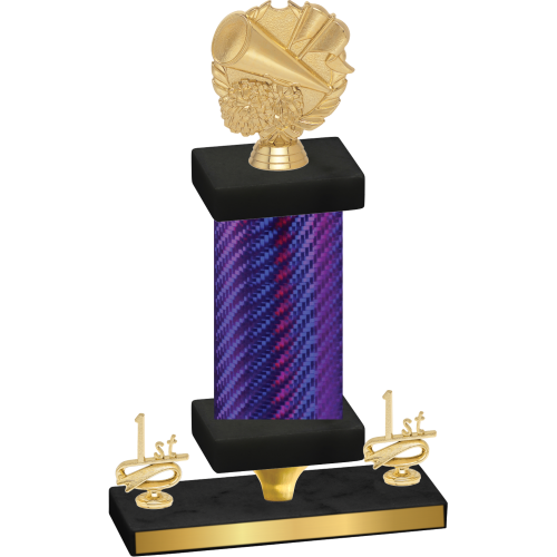 Premium Single Purple Carbon Fiber First Place Cheerleading Trophy