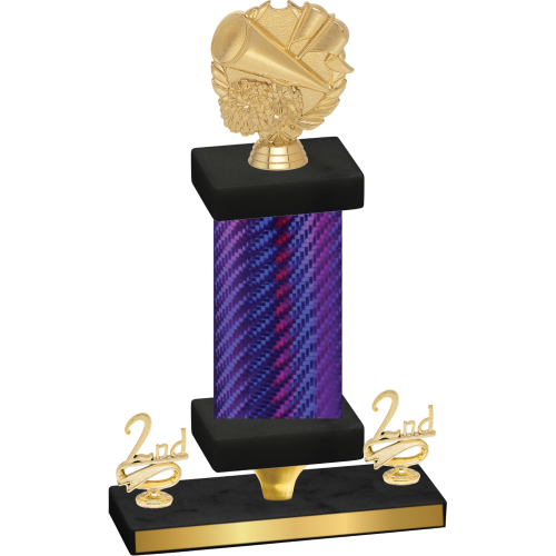 Premium Single Purple Carbon Fiber Second Place Cheerleading Trophy