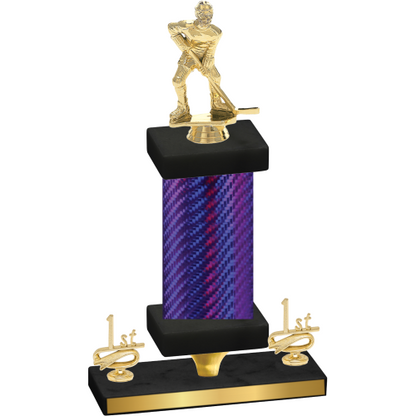 Premium Single Purple Carbon Fiber First Place Hockey Trophy