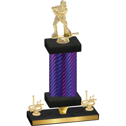 Premium Single Purple Carbon Fiber First Place Hockey Trophy