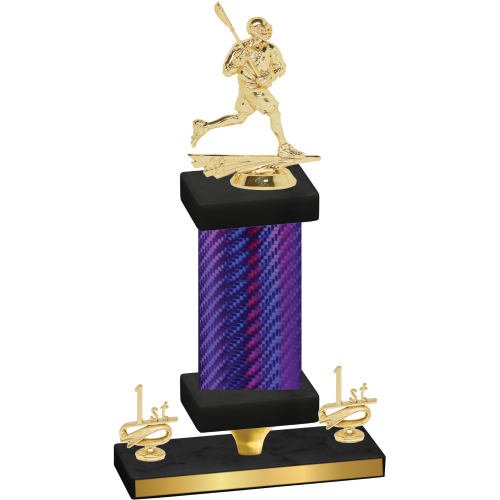 Premium Single Purple Carbon Fiber First Place Lacrosse Trophy