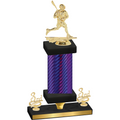 Premium Single Purple Carbon Fiber Third Place Lacrosse Trophy