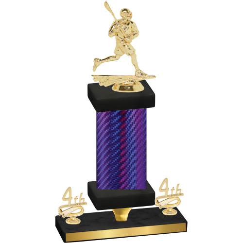 Premium Single Purple Carbon Fiber Fourth Place Lacrosse Trophy