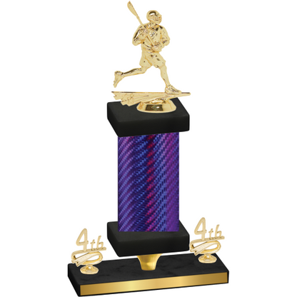 Premium Single Purple Carbon Fiber Fourth Place Lacrosse Trophy