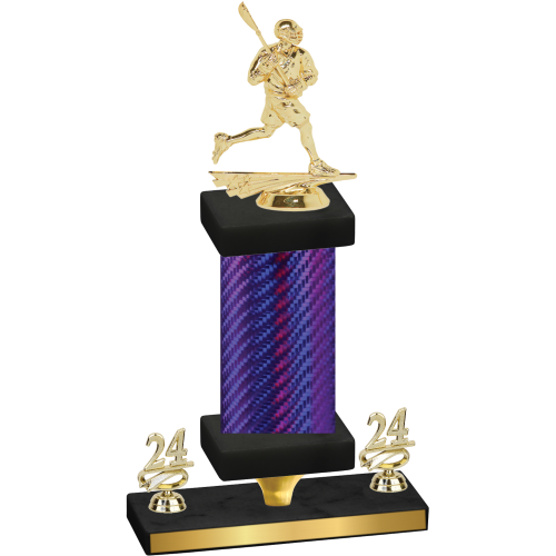 Premium Single Purple Carbon Fiber Year Lacrosse Trophy