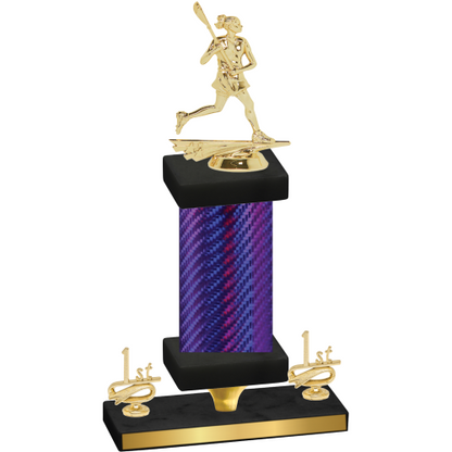 Premium Single Purple Carbon Fiber First Place Lacrosse Trophy