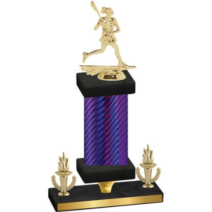 Premium Single Purple Carbon Fiber Victory Lacrosse Trophy