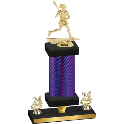 Premium Single Purple Carbon Fiber Year Lacrosse Trophy