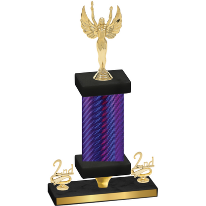 Premium Single Purple Carbon Fiber Second Place Victory Trophy