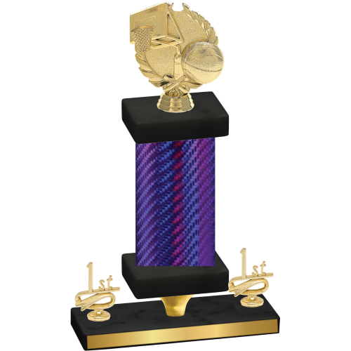 Premium Single Purple Carbon Fiber First Place Basketball Trophy