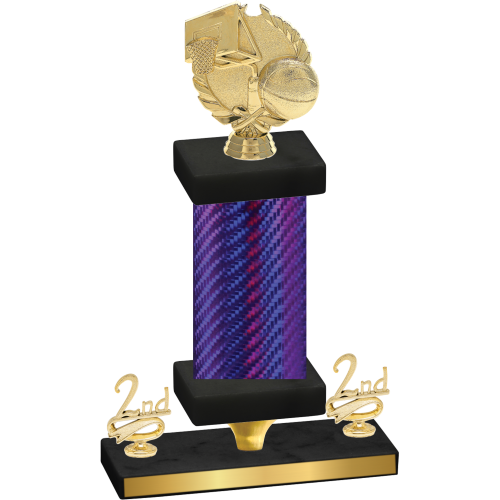 Premium Single Purple Carbon Fiber Second Place Basketball Trophy