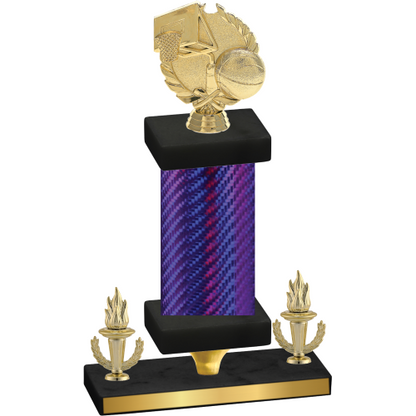 Premium Single Purple Carbon Fiber Victory Basketball Trophy