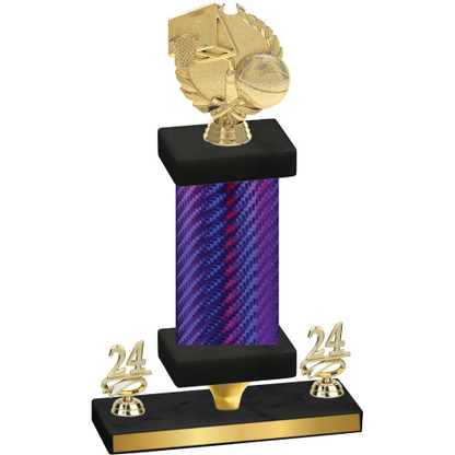 Premium Single Purple Carbon Fiber Year Basketball Trophy