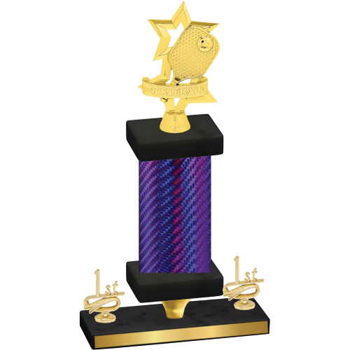 Premium Single Purple Carbon Fiber First Place Pickleball Trophy