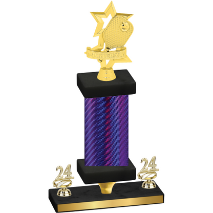 Premium Single Purple Carbon Fiber Year Pickleball Trophy