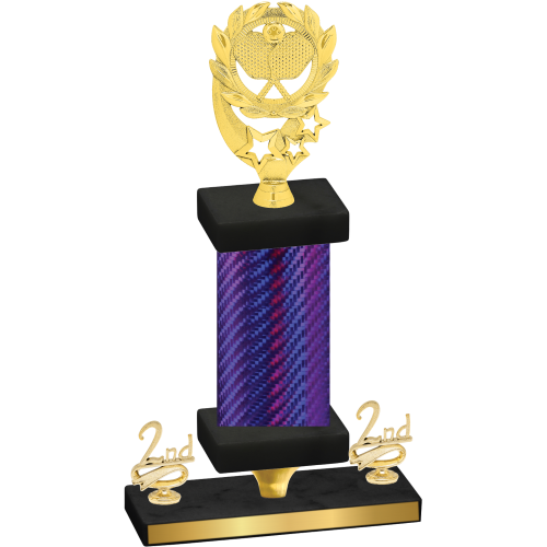 Premium Single Purple Carbon Fiber Second Place Pickleball Trophy